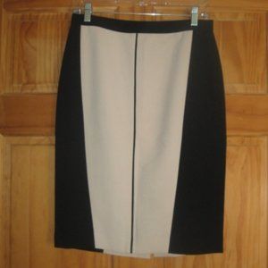 Ann Taylor Cream/Black Pencil Skirt with Back Zipper